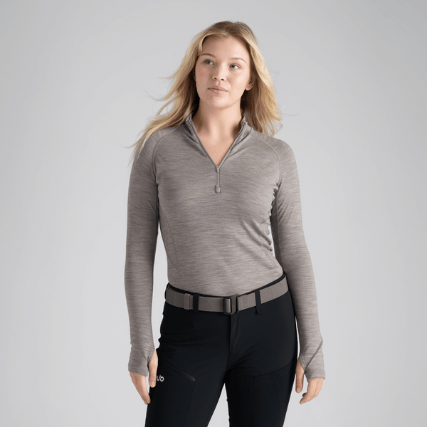 Hejma Women's Merino Zip Top — Taupe Beige